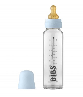 Baby Glass Bottle Complete Set 240ml - Baby Blue